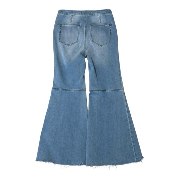 FREE PEOPLE Youthquake High Rise Crop Flare Jeans Denim Size 28 County Concert - Picture 7 of 9